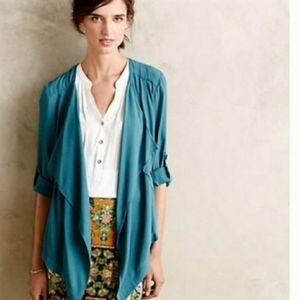 Anthro Elevenses Eldora Draped Open Blazer Medium